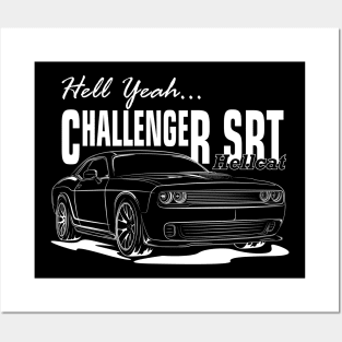 Challenger SRT Hellcat (White Print) Posters and Art